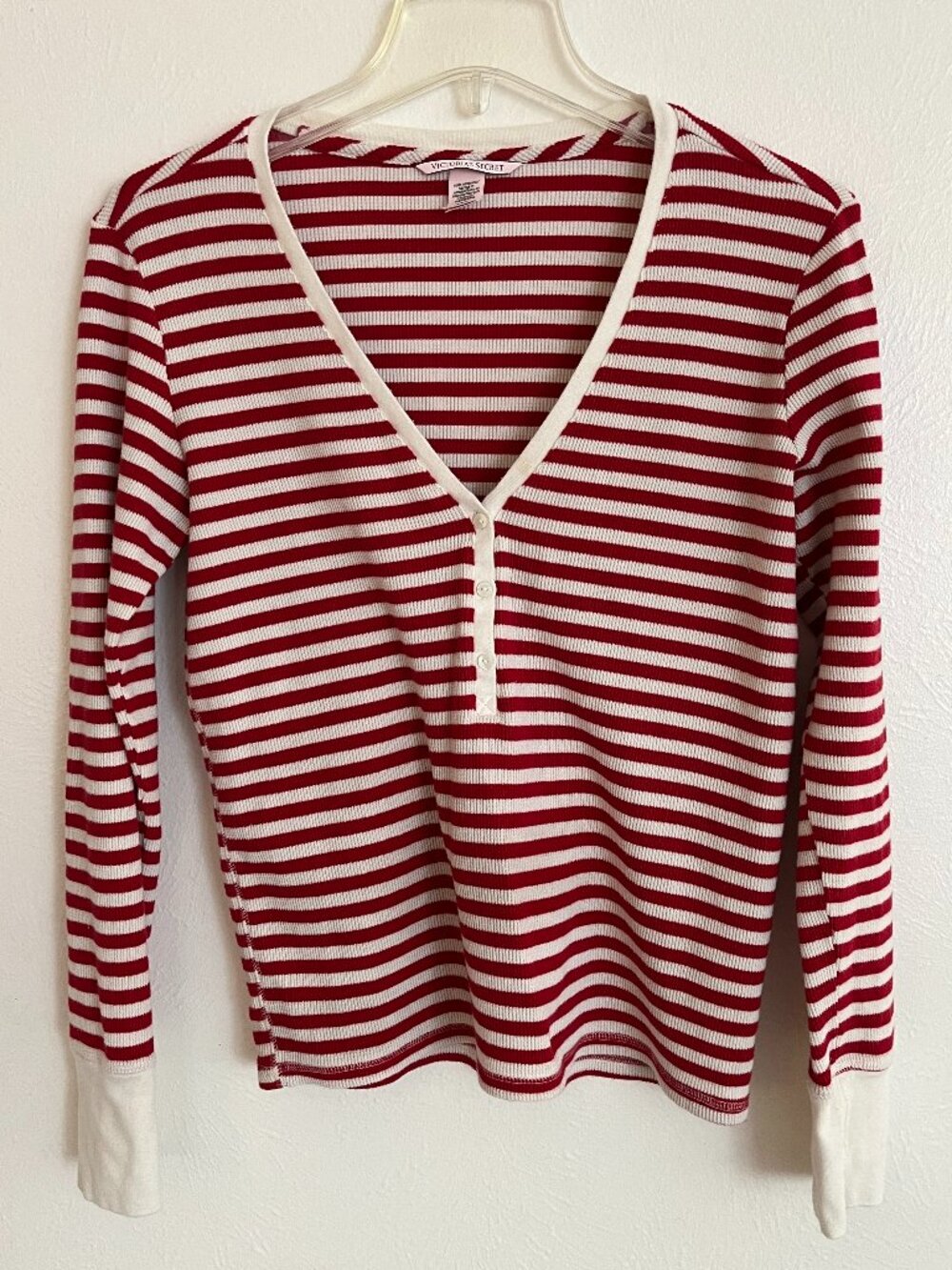 Victoria's Secret Henley Cotton Thermal Waffle Knit Sleepshirt Size Small